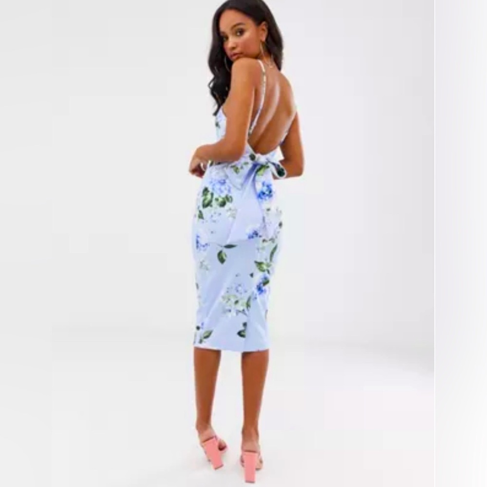 NWT 🩵 ASOS Floral Back Tie Midi Dress